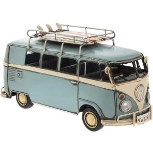 image of Vintage Tin VW Camper Van Blue By Lesser & Pavey