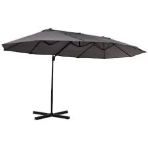 Image of Outsunny Double Overhanging Parasol Grey 4.4m - Garden & Outdoor