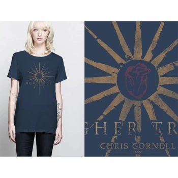 image of Chris Cornell - Higher Truth Ladies Large T-Shirt - Blue