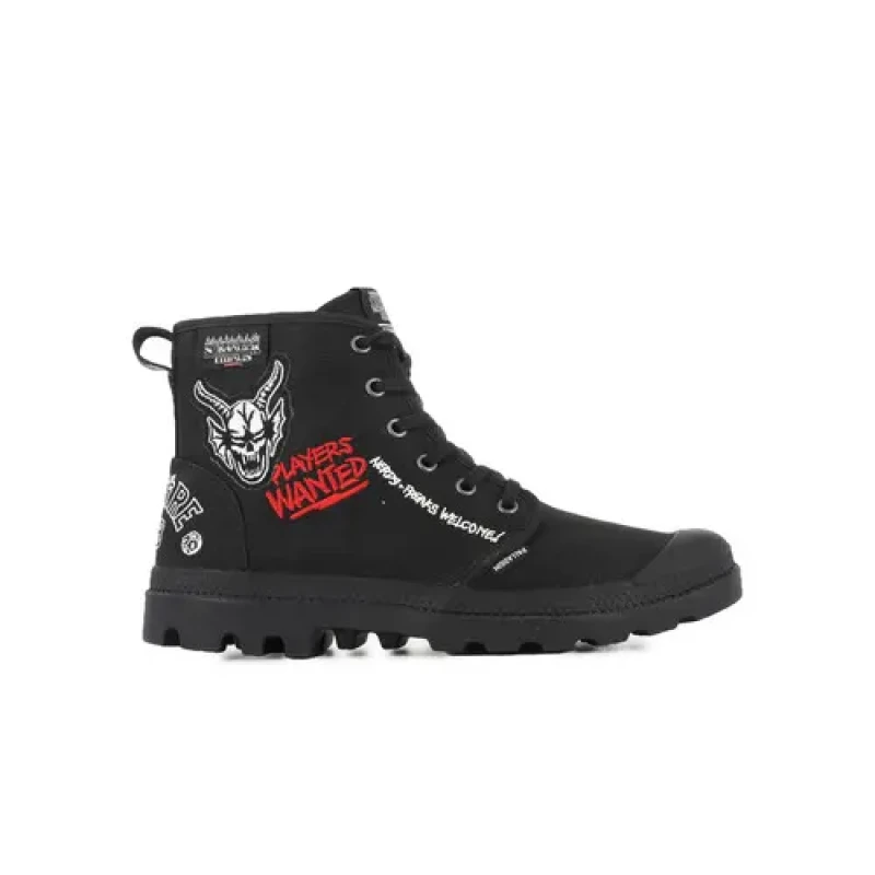 Image of Palladium Pampa Hellfire X Stranger Things High Top Trainers Black Women 44 (9.5)