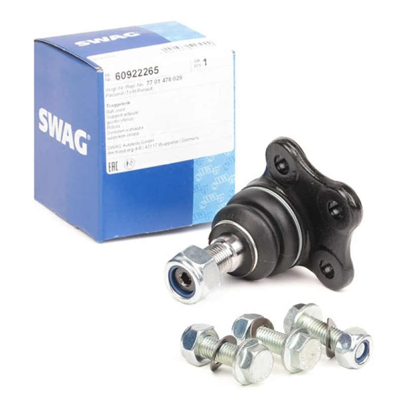 Image of SWAG 60 92 2265 Ball joint Front Axle Right, with nuts, with bolts/screws Support-/Steering Link (2462)
