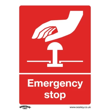 Image of Safety Sign - Emergency Stop - Self-Adhesive Vinyl
