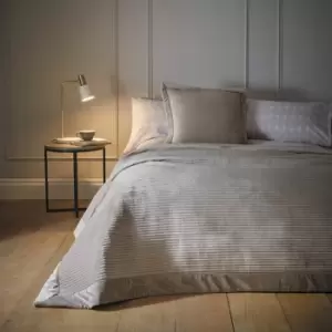 Image of Content by Terence Conran Linear Velvet Ruched Border Throw, Stone, 180 x 200 Cm