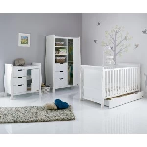 image of Obaby Stamford Classic Sleigh 3 Piece Room Set - White