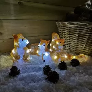 image of Set Of 4 White LED Acrylic Squirrels Outdoor Christmas Decoration Light Up Garden Ornament