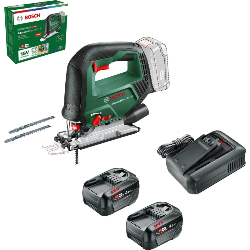 Image of Bosch ADVANCEDSAW 18V-140 P4A 18v Cordless Jigsaw ADVANCEDSAW 18V-140 P4A Batteries: 2 x 4ah Li-ion