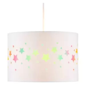 Image of Glow Light Shade Iridescent Stars Easy Fit Ceiling Lampshade - White - Litecraft
