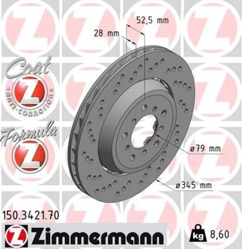 Image of ZIMMERMANN Brake disc ZIMMERMANN 150.3421.70