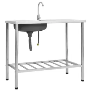 Image of VidaXL Large Camping Sink Single Basin with Tap - Stainless Steel