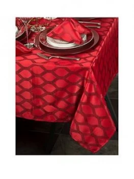 Image of Waterside 9 Piece Red Geo Christmas Table Linen Set