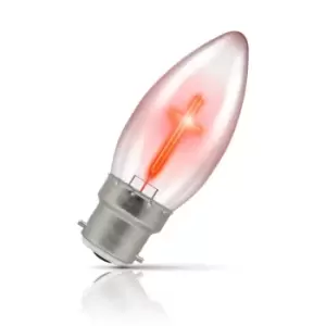 Image of Crompton Lamps LED Candle 1.2W B22 Crucifix Cross Red Clear