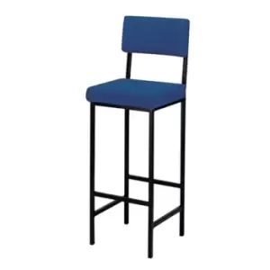 Image of High Stool with Black Fabric Padded Seat & Back Support - height 760mm