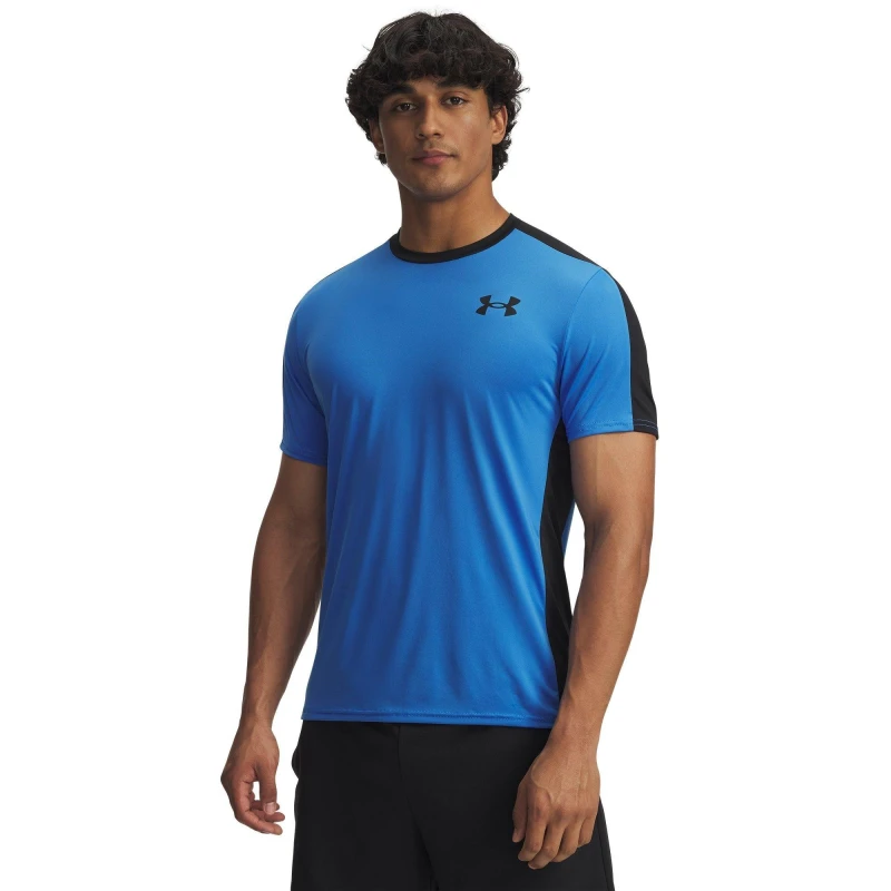 Image of Under Armour Mens HG Wordmark Short-Sleeve Performance Gym Top Blue Atlantis male M
