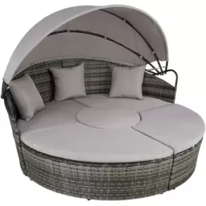 image of Tectake Santorini Rattan Sun Lounger Day Bed - Grey