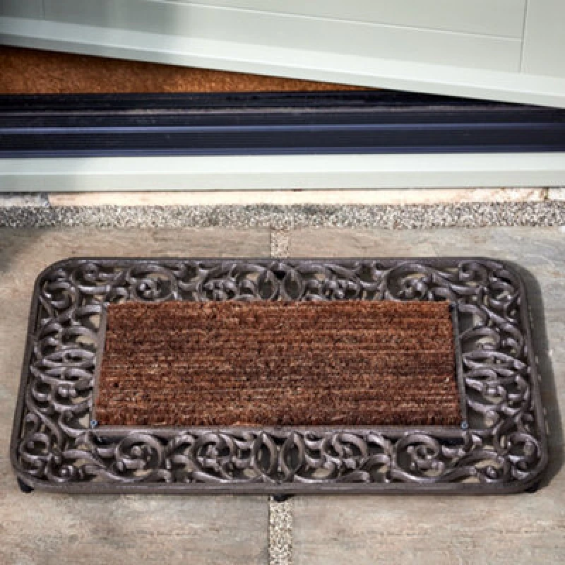 Image of Dibor Traditional Cast Iron Door Entrance Outdoor Doormat L62 x W41cm in Brown Size: Medium Brown Unisex Medium