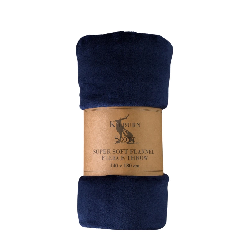 Image of Rolled Flannel Fleece Throw 140cm x 180cm Ink