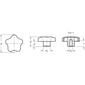 Image of GN5334-40-M8-E Star Knob; Stainless Steel; Threaded Hole