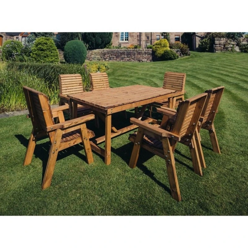Image of Churnet Valley Garden Furniture Ltd Valley 6 Seater Set 6XC - Timber - Minimal Assembly Required in Brown Brown Unisex