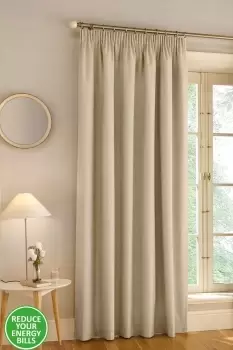 image of 100% Blackout Thermal Linen Look Tape Top Door Curtain Single 66 x 84" (168x214cm)