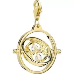 image of Sterling Silver gold plated Time Turner Clip on Charm with Crystals Elements