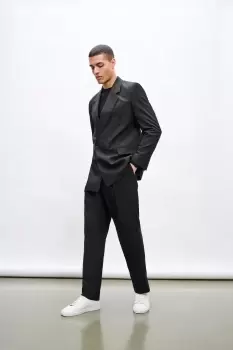 Image of Mens Relaxed Fit Black Double Breasted Suit Jacket
