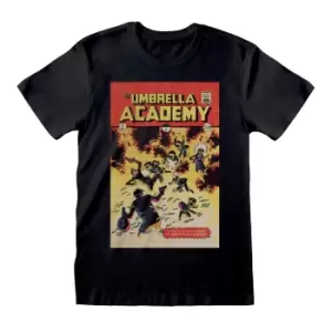 Image of The Umbrella Academy Unisex Adult Comic Cover T-Shirt (L) (Black)