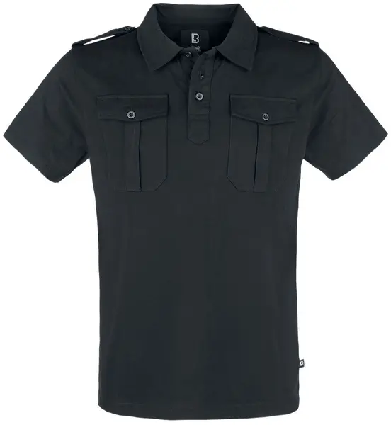 Image of Brandit Jersey Polo Shirt Jon Short Sleeve Polo Shirt black