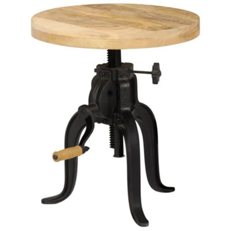 Image of vidaXL Side Table Solid Mango Wood and Cast Iron Adjustable Telephone Stand