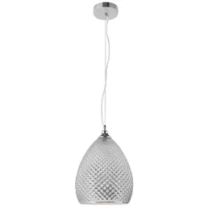 image of Netlighting Merano Fremont 24cm Dome Pendant Ceiling Light Chrome Glass, Metal L