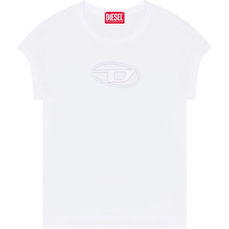 Image of Diesel T-Angie Oval D T-Shirt Cropped T-Shirts 8 White 64481101310