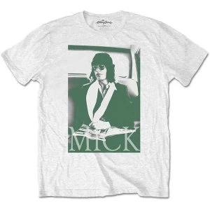 Image of The Rolling Stones - Mick Photo Version 1 Unisex Large T-Shirt - White