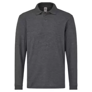 Image of Fruit Of The Loom Childrens Long Sleeve 65/35 Pique Polo / Childrens Polo Shirts (12-13) (Heather Grey)