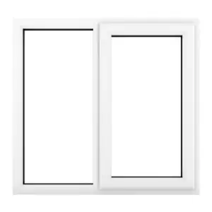 Image of Crystal uPVC Window A Rated Right Hand Side Hung next to a Fixed Light 1190mm x 1040mm Clear Glazing - White