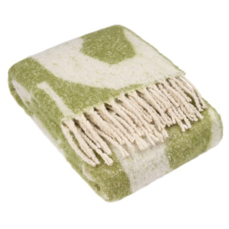 Image of Hoem Meta Jacquard Tasselled Throw, Green 5.02553E+12