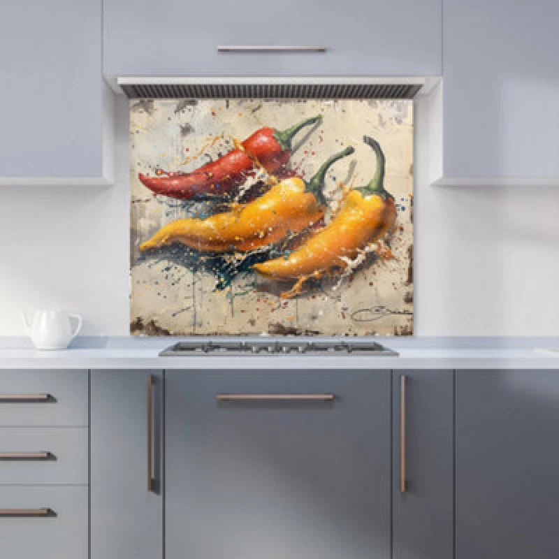 Image of Warren Reed Designer Vivid Burst: Pepper Splash Kitchen Splashback