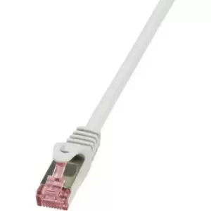 image of LogiLink CQ2072S RJ45 Network cable, patch cable CAT 6 S/FTP 5m Grey Flame-retardant, incl. detent