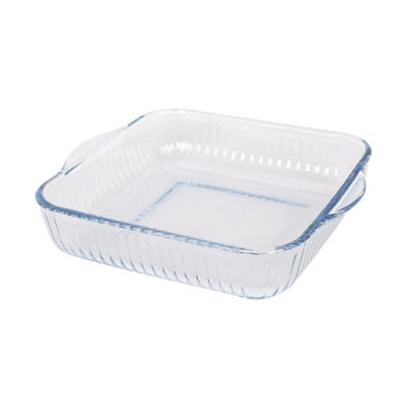 Image of Argon Tableware Optical Square Glass Oven Dish - 24Cm X 21Cm