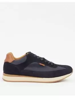 Image of Barbour Isaac Suede Panel Trainers, Navy, Size 12, Men