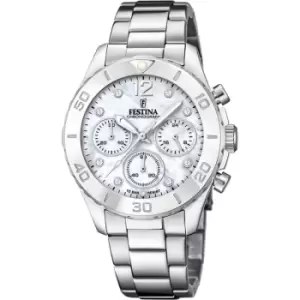 image of Ladies Festina Chronograph Watch with Zirconia setting & Steel Bracelet