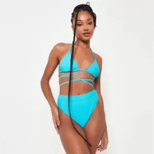 Missguided High Leg High Waisted Bikini Bottoms - Blue