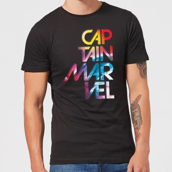 Image of Captain Marvel Galactic Text Mens T-Shirt - Black - 3XL - Black