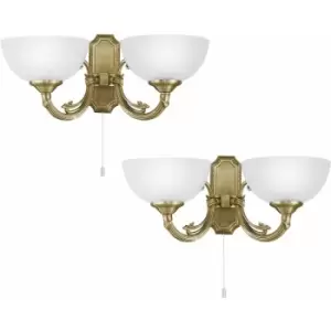 Image of Loops - 2 pack Wall Light Colour Bronzed Cast Metal Shade White Satin Glass E14 2x40W