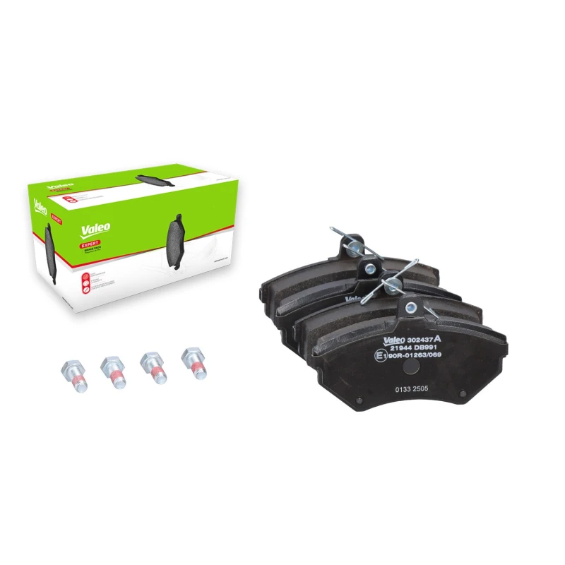 Image of VALEO 302437A Brake pad set EXPERT Front Axle, excl. wear warning contact, with anti-squeak plate Brake Pad Set,disc brake (402)