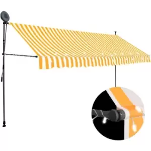 image of Manual Retractable Awning with LED 400cm White and Orange Vidaxl Orange