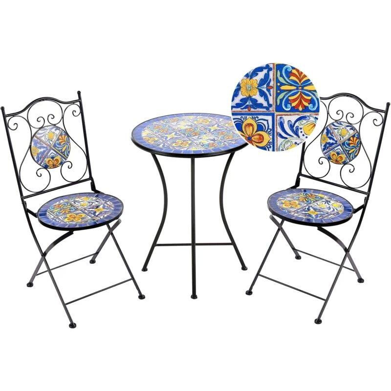 Image of Beliani Bistro Set Folding Coriano Metal Black
