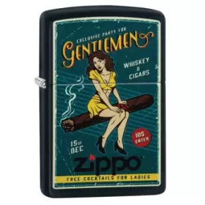 Image of Zippo Black Matte 218 Cigar Girl Design windproof lighter