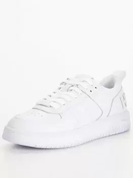 Image of HUGO Kilian Leather Basket Trainer - White, Size 39, Women