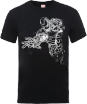Image of Marvel Avengers Assemble Iron Man Mono Sketch T-Shirt - Black