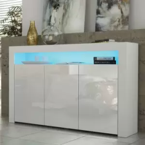 image of Tv Unit 155cm Sideboard Cabinet Cupboard tv Stand Living Room High Gloss Doors - White - White