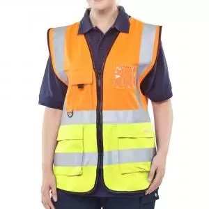 Image of Beeswift Two Tone Executive Waistcoat Orange Saturn Yellow 7XL